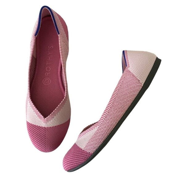 ROTHY’S Limited Edition Pink Cap Toe Breast Cancer Awareness Flats Sz 8.5 - Picture 11 of 13